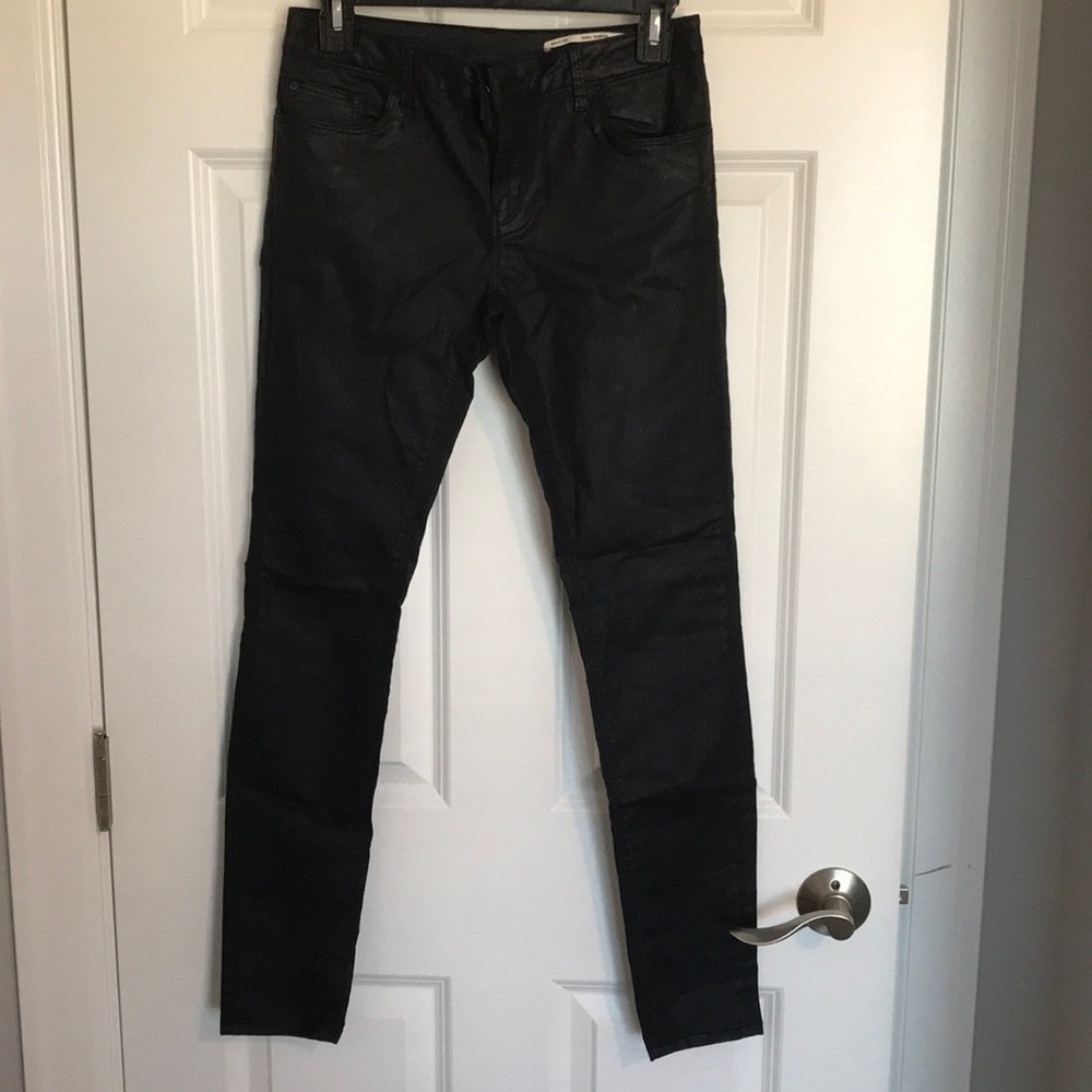 Wax coated skinny jeans black